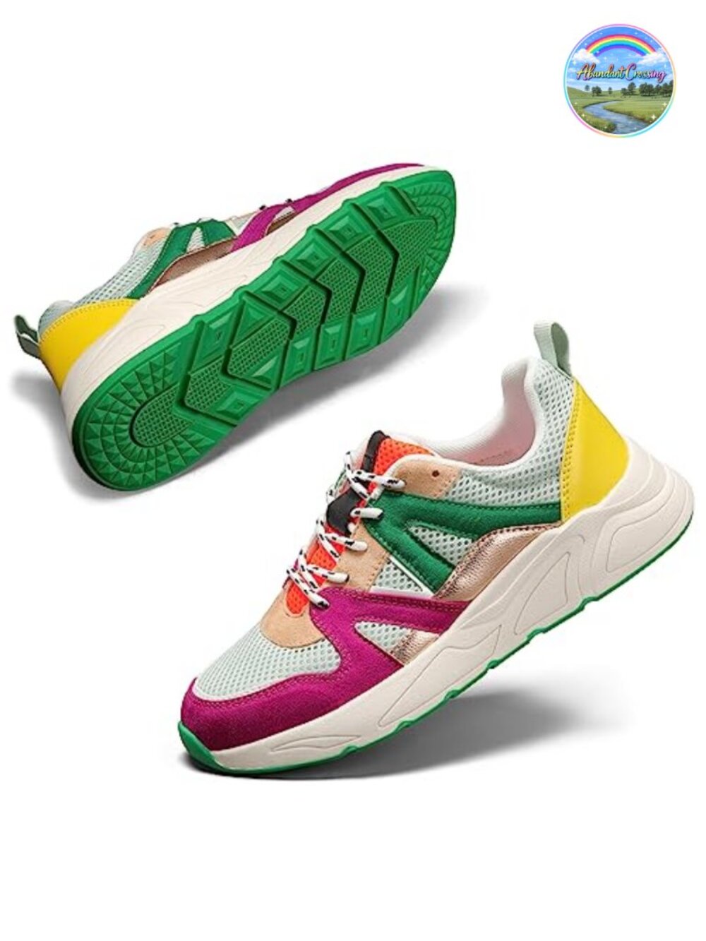 Platform Walking Sneakers Chunky Retro Lace-Up Mesh Suede Memory Foam